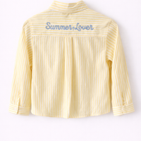 Chemise rayée jaune brodée "Summer Lover"