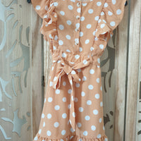 Robe beige à pois blancs