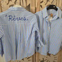 Chemise rayée avec broderie "Rêve" au dos