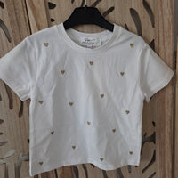 T-shirt coeurs brodés dorés