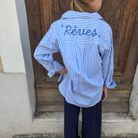 Chemise rayée avec broderie "Rêve" au dos