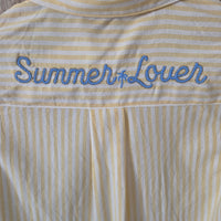 Chemise rayée jaune brodée "Summer Lover"