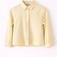 Chemise rayée jaune brodée "Summer Lover" (Fille)