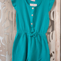 Combishort en gaze de coton turquoise
