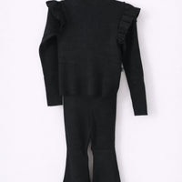Ensemble en maille pull à volants et pantalon flare