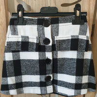 Jupe à carreaux “Clara” – Noir & blanc