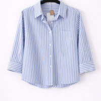 Chemise rayée avec broderie "Rêve" au dos