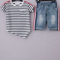 Ensemble tee-shirt marinière et bermuda