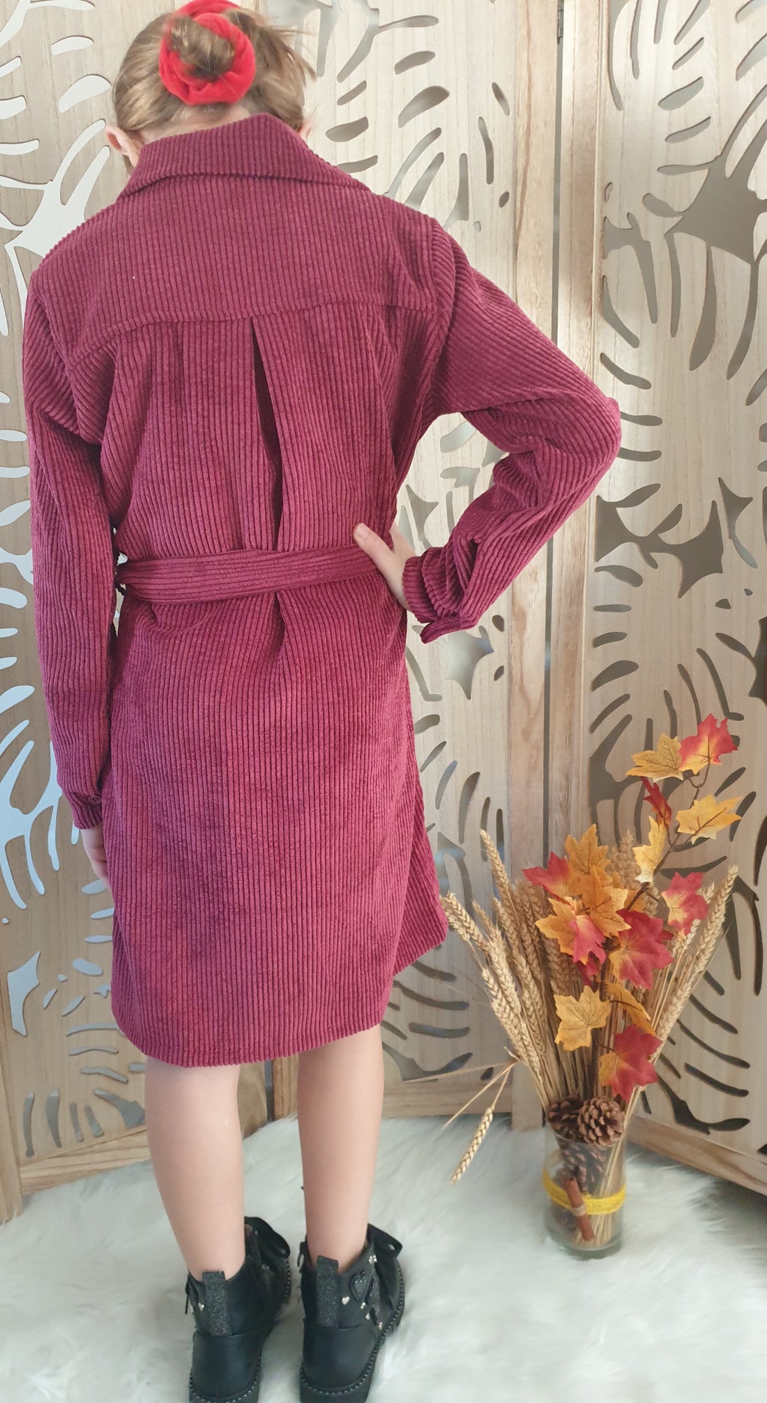 Robe en velours côtelé fille avec ceinture