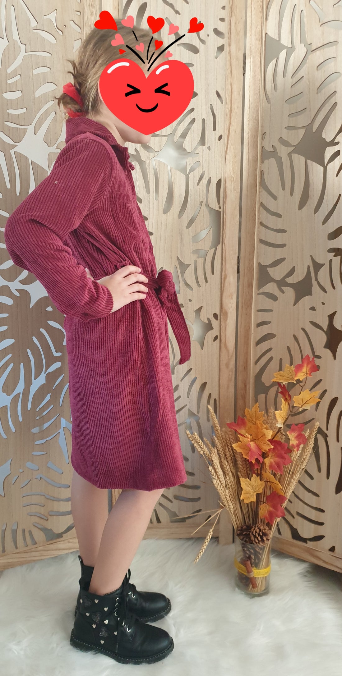 Robe en velours côtelé fille avec ceinture