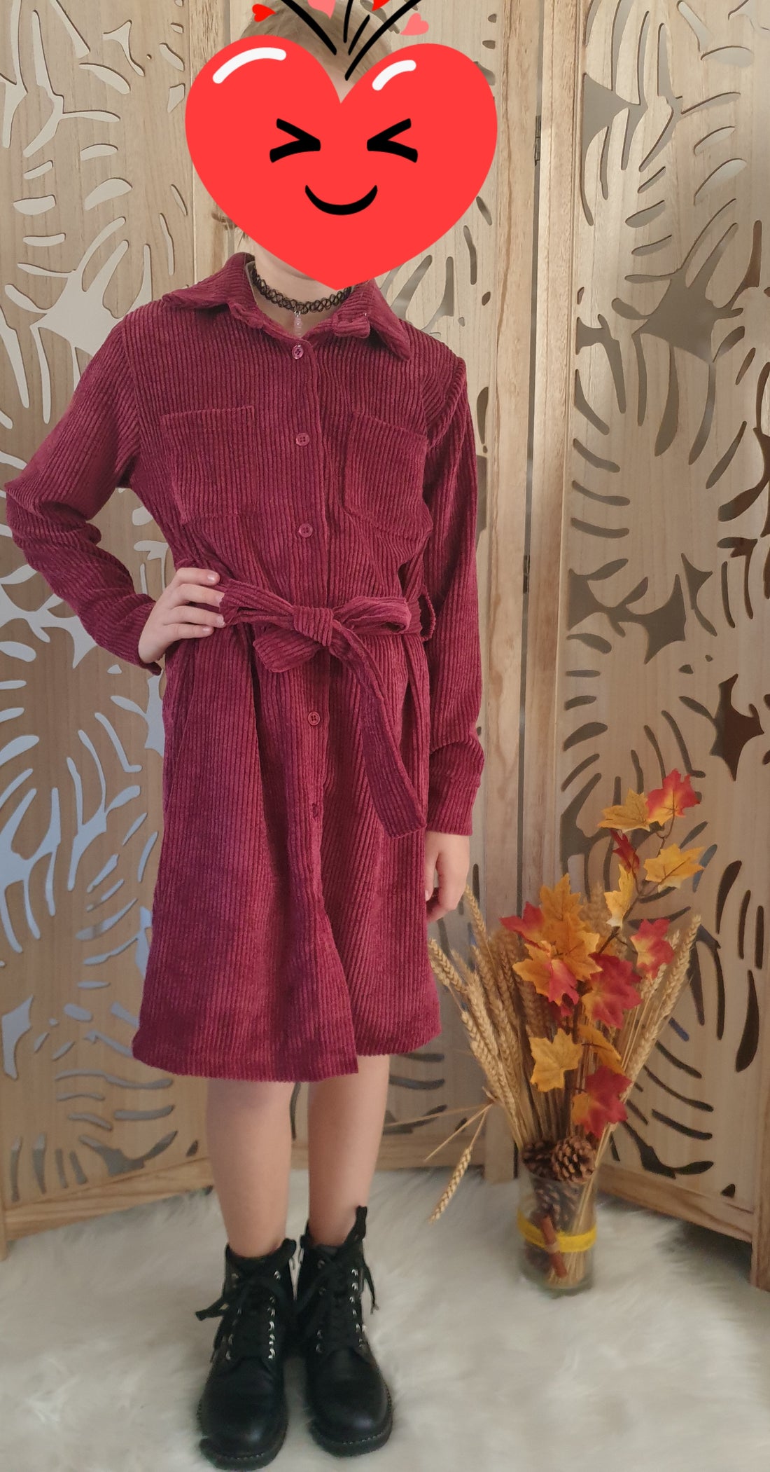 Robe en velours côtelé fille avec ceinture