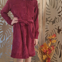 Robe en velours côtelé fille avec ceinture