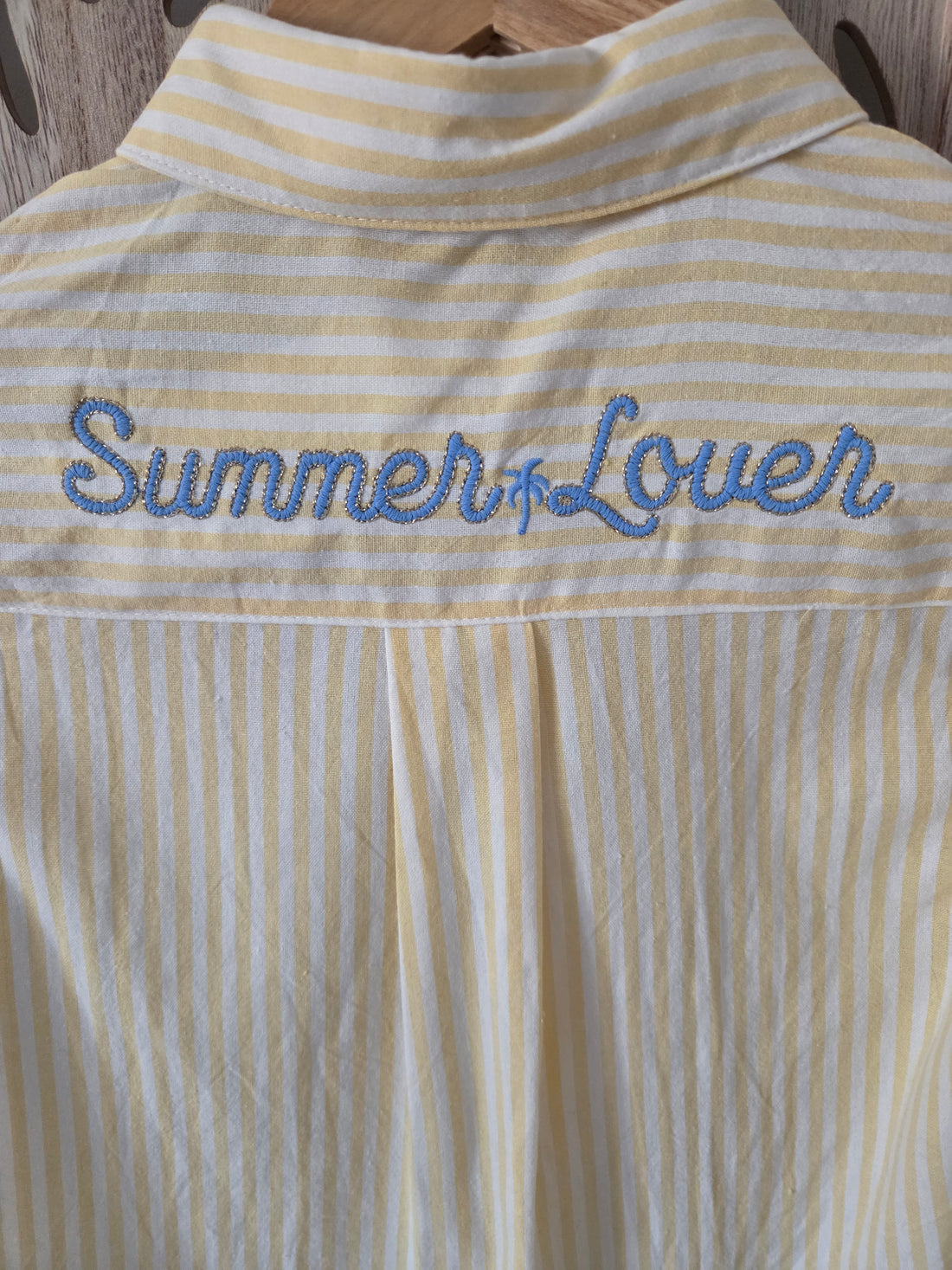 Chemise rayée jaune brodée "Summer Lover" (Maman)