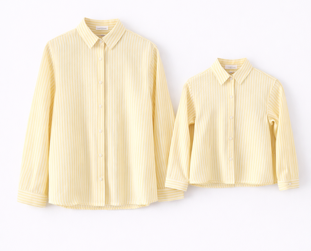 Chemise rayée jaune brodée "Summer Lover" (Maman)