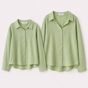 Chemise gaze de coton verte duo mère et fille
