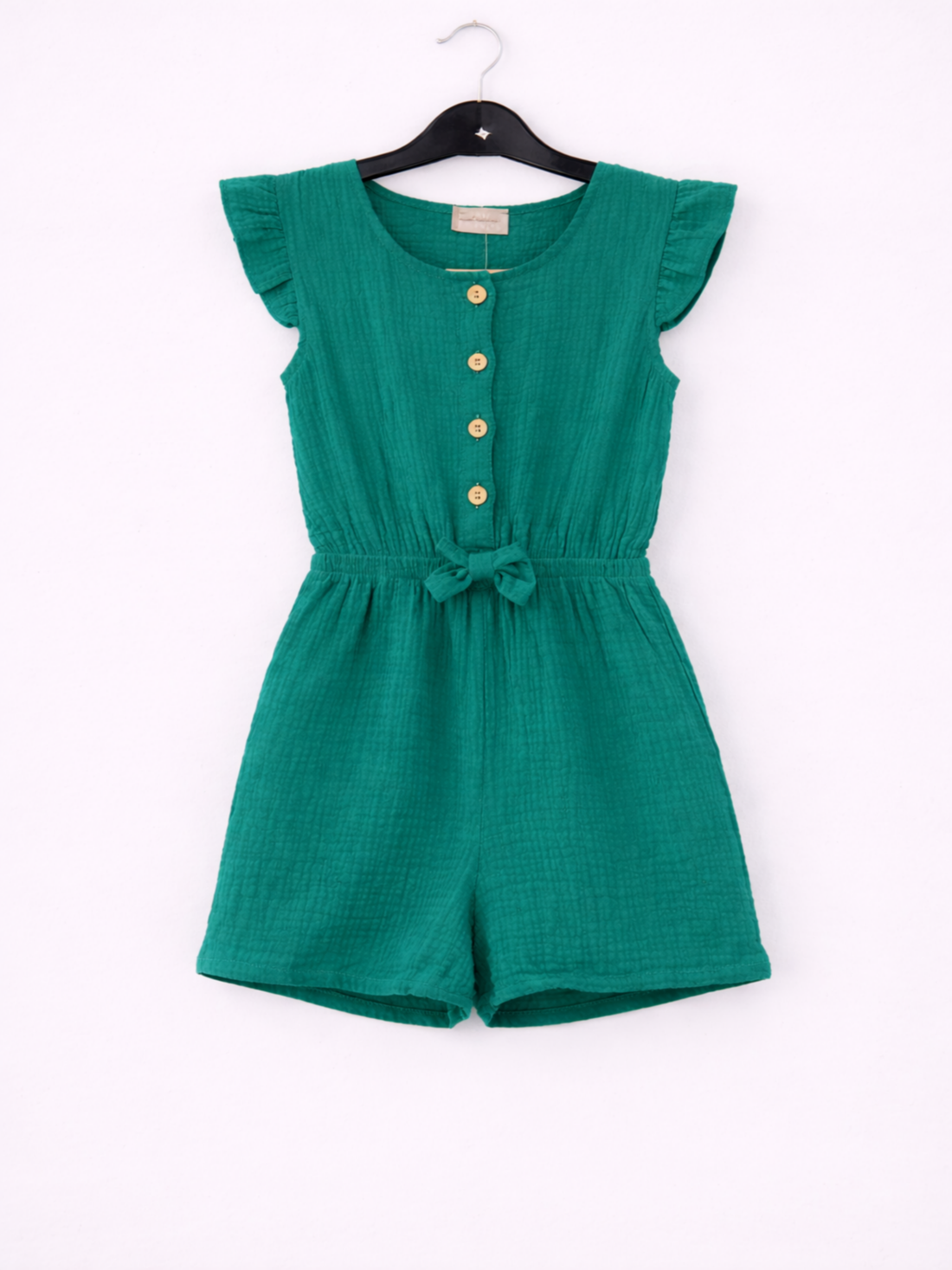Combishort en gaze de coton turquoise
