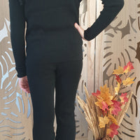 Ensemble en maille pull à volants et pantalon flare