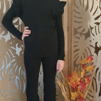 Ensemble en maille pull à volants et pantalon flare