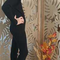 Ensemble en maille pull à volants et pantalon flare