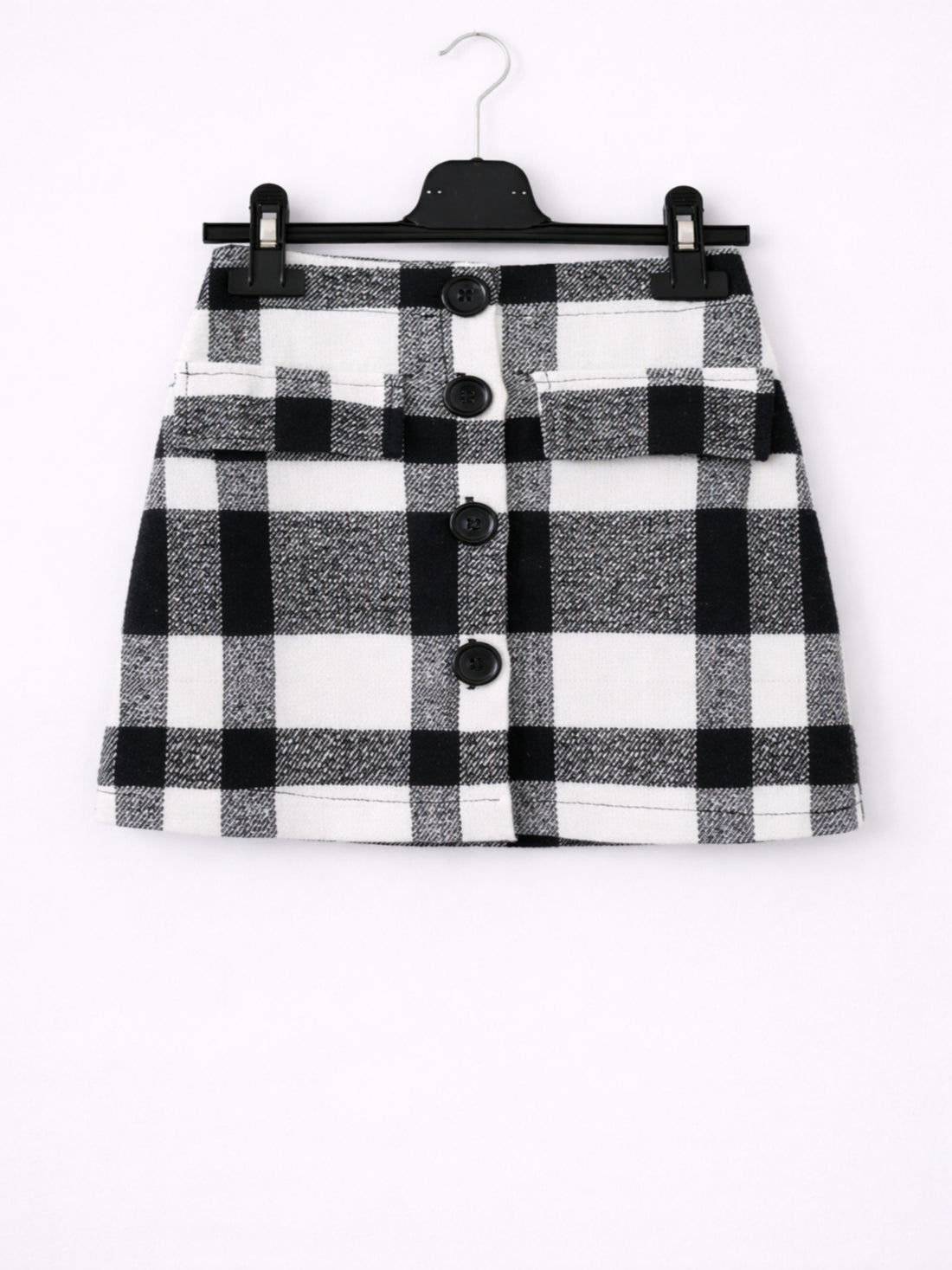 Jupe à carreaux “Clara” – Noir & blanc