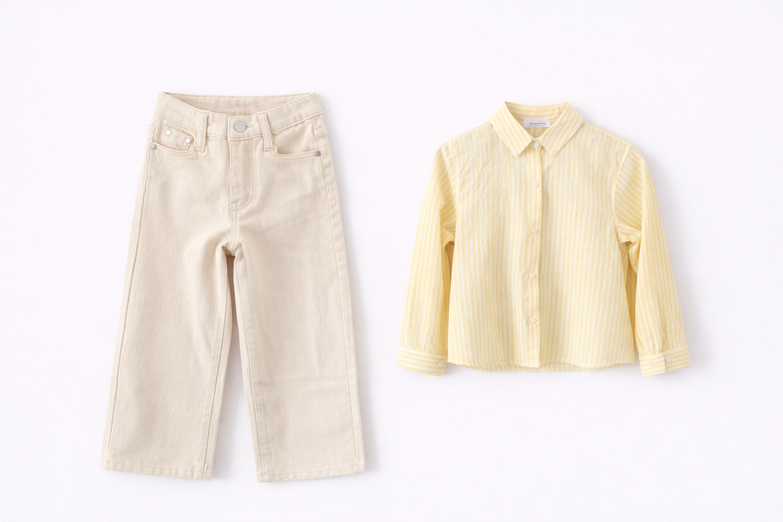 Chemise rayée jaune brodée "Summer Lover" (Maman)