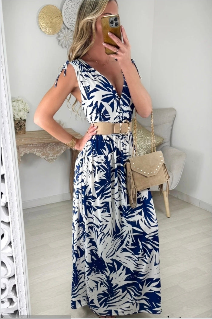 Robe longue motifs palmiers