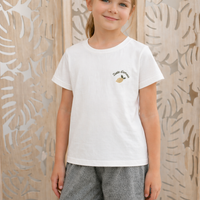 T-shirt blanc avec broderie « Zeste d’Amour » (Fille)