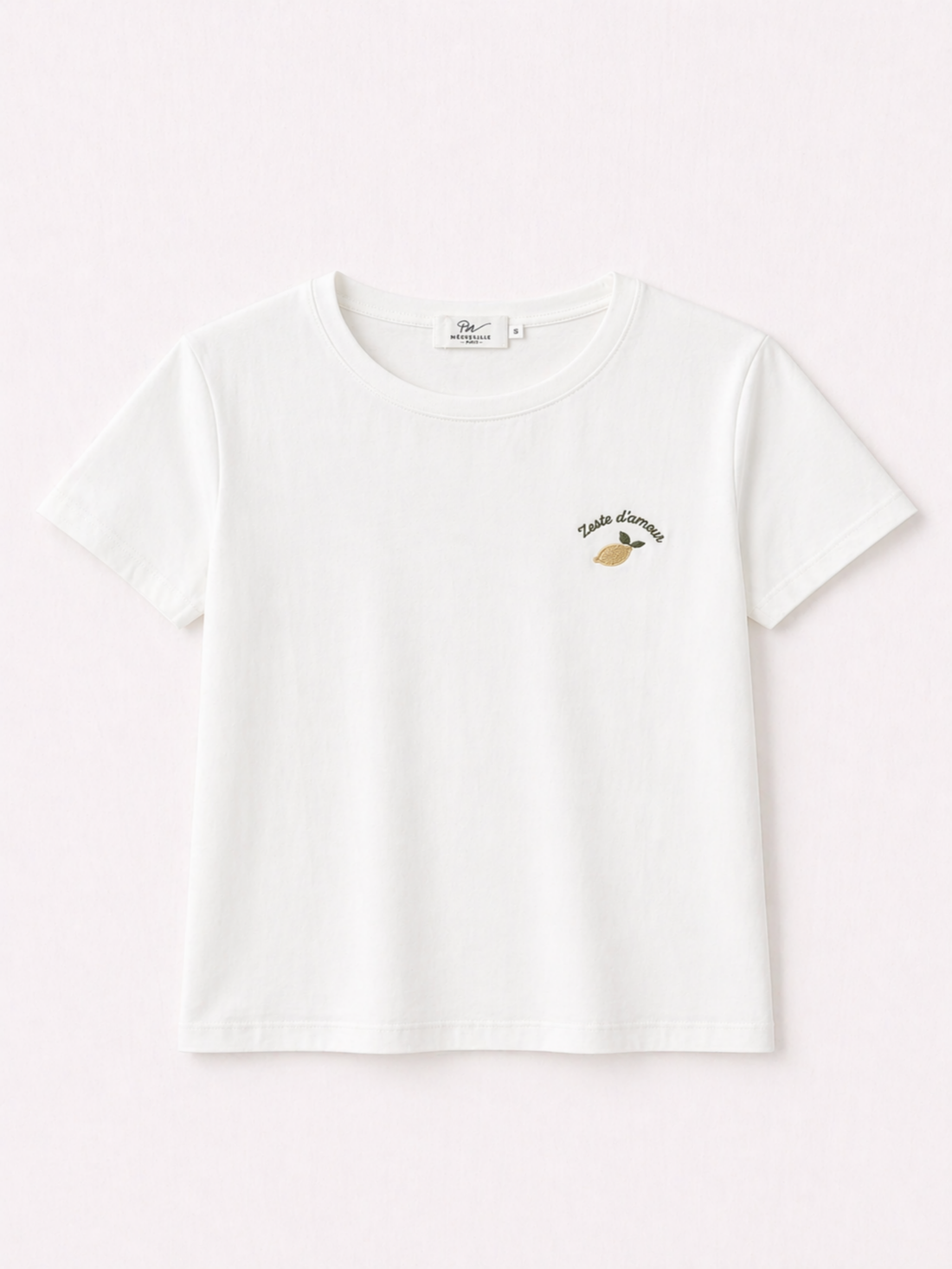 T-shirt blanc avec broderie « Zeste d’Amour » (Fille)