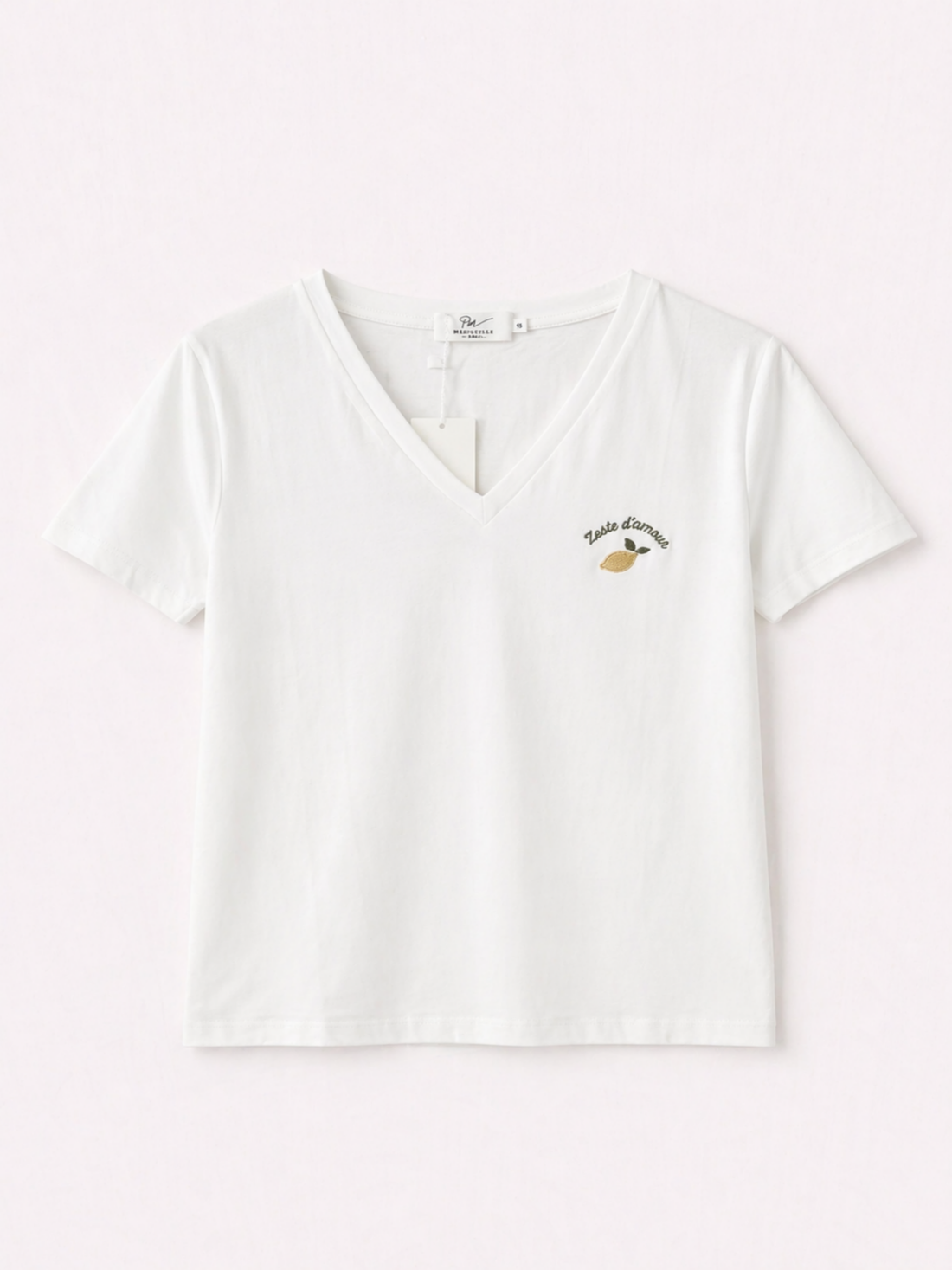 T-shirt blanc avec broderie « Zeste d’Amour » (Maman)