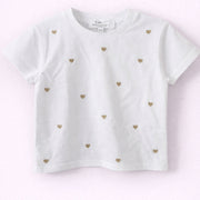 T-shirt coeurs brodés dorés