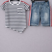 Ensemble tee-shirt marinière et bermuda