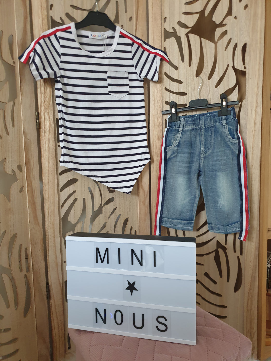 Ensemble tee-shirt marinière et bermuda