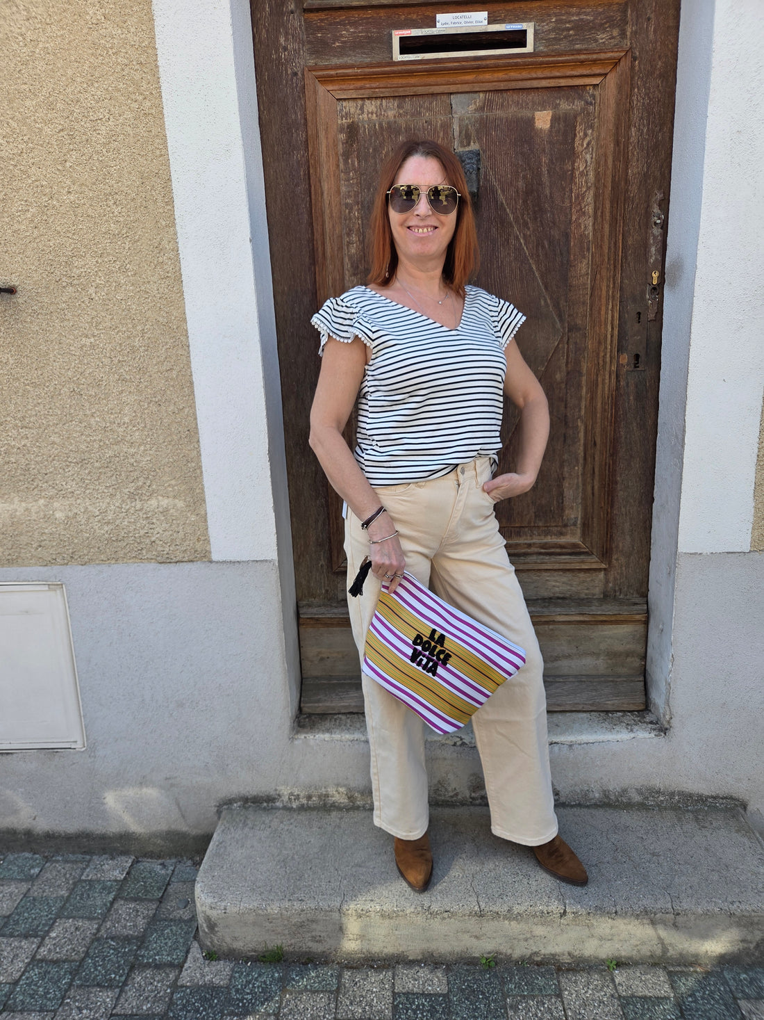T-shirt rayé marine et blanc (Maman)