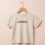 T-shirt iconic beige avec inscriptions léopard (Fille)