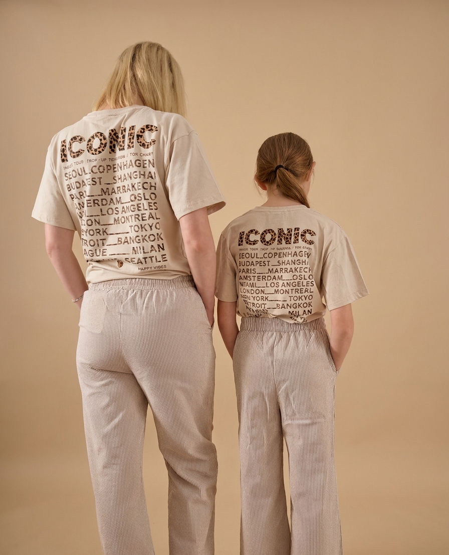 T-shirt iconic beige avec inscriptions léopard (Fille)