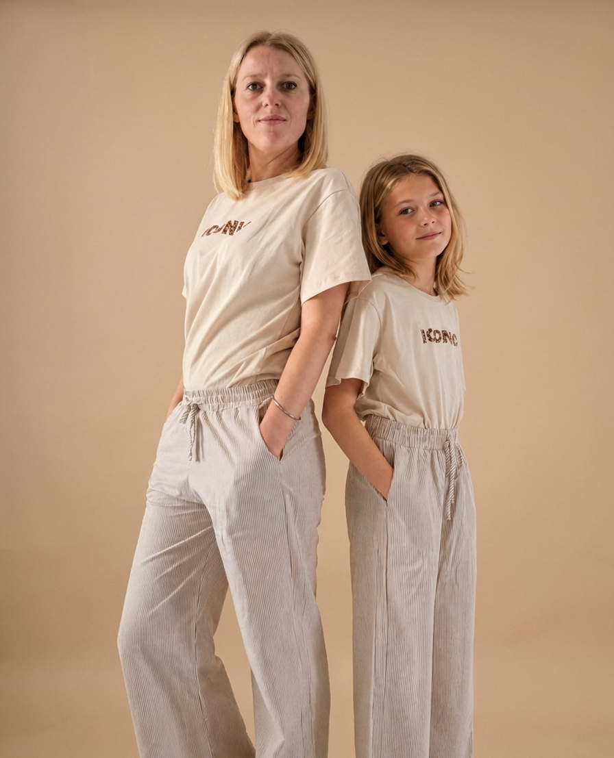 T-shirt iconic beige avec inscriptions léopard (Fille)