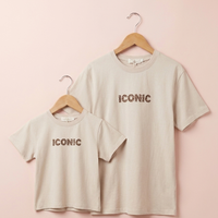 T-shirt iconic beige avec inscriptions léopard (Fille)